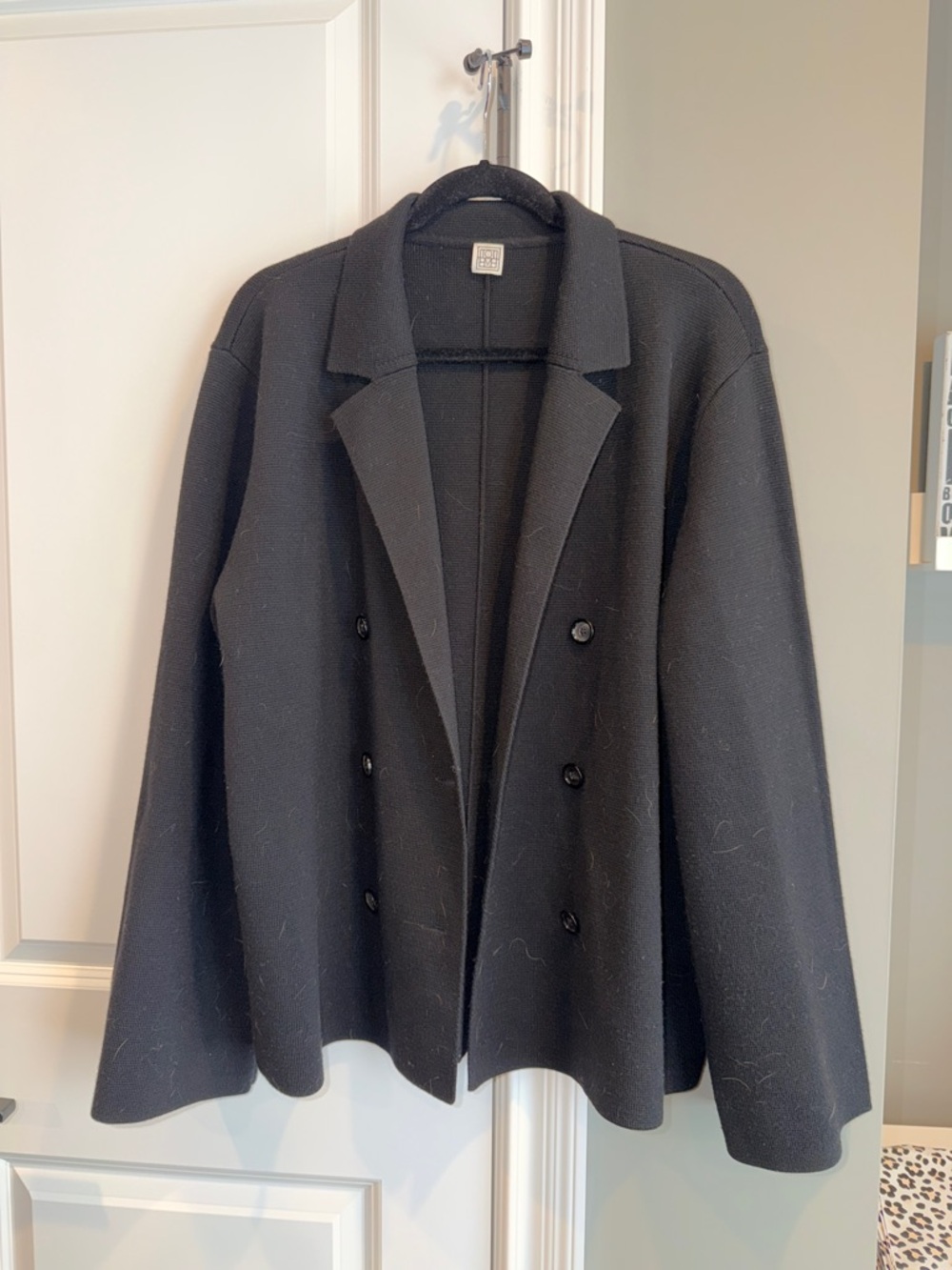 Toteme Black Double-Breasted Wool Blazer Jacket